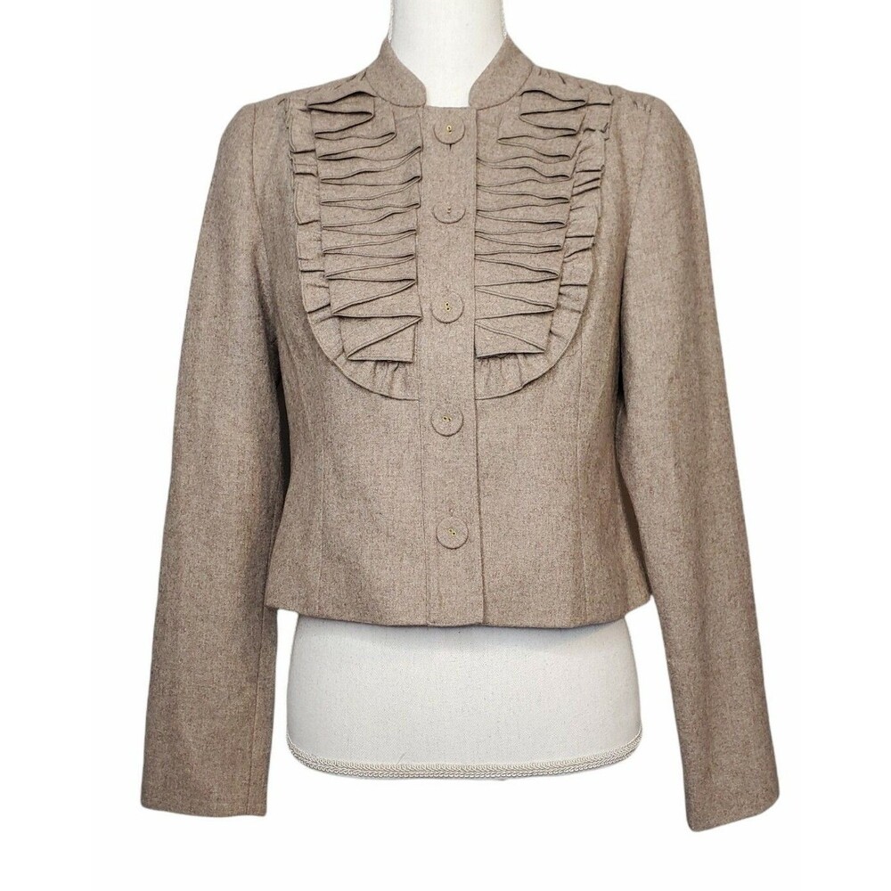 NWT Anthropologie Tabitha Pleated Ruffle As You Please Jacket Wool Blend 4